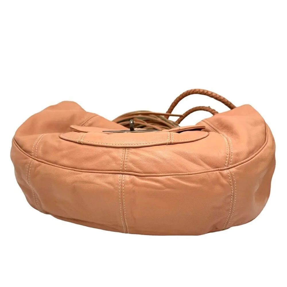 MULBERRY Araline Hobo Bag Peach Leather Tassels Boho Chic Luxury Designer